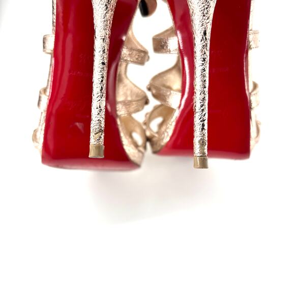 Christian Louboutin Amazoutiful 120 Rose Gold Gladiator Knee High Sandals 35.5 - Picture 9 of 10